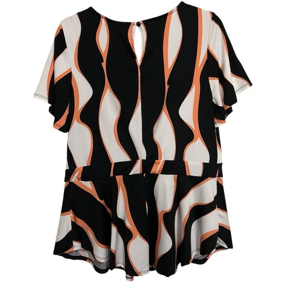 ASHLEY STEWART NWT Abstract Print Flutter Sleeve Surplice Top 14/16 - Picture 5 of 13